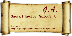 Georgijevits Acicét névjegykártya